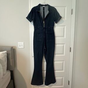 70s inspired denim jumpsuit